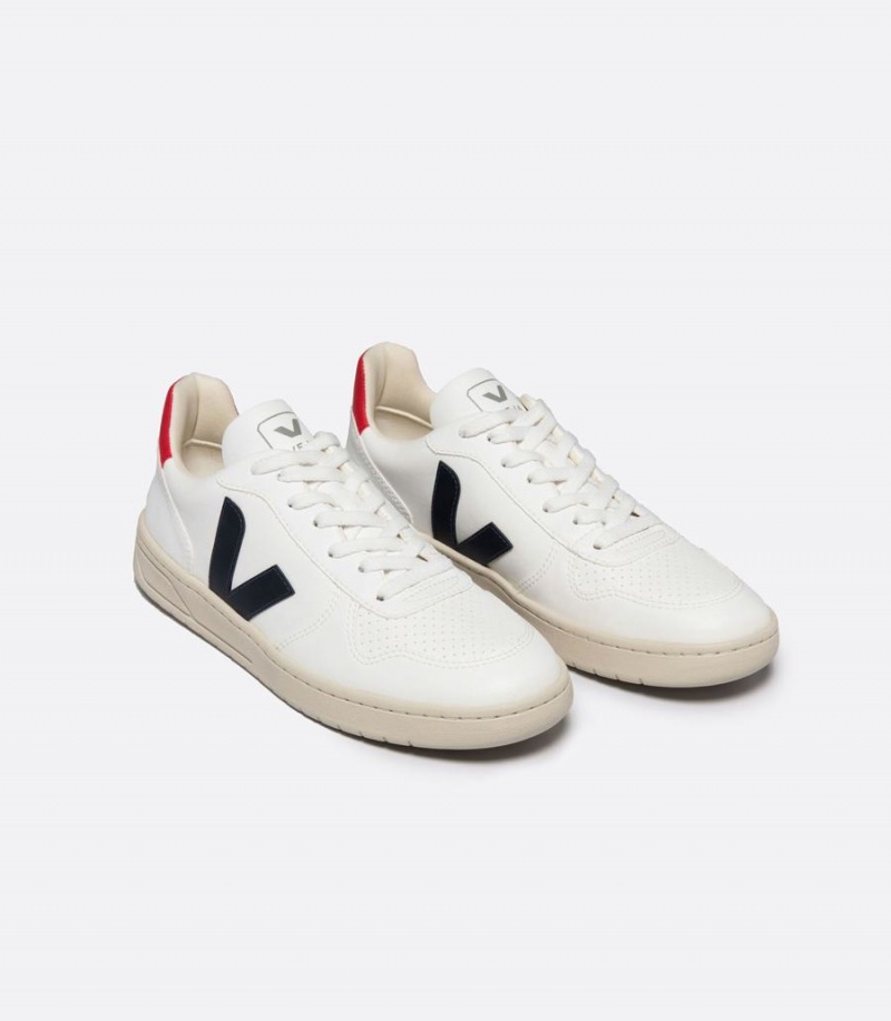 Veja V-10 Cwl Tekne Pekin Kadın Kısa Ayakkabı Beyaz Kırmızı Siyah | ZOH8594EE