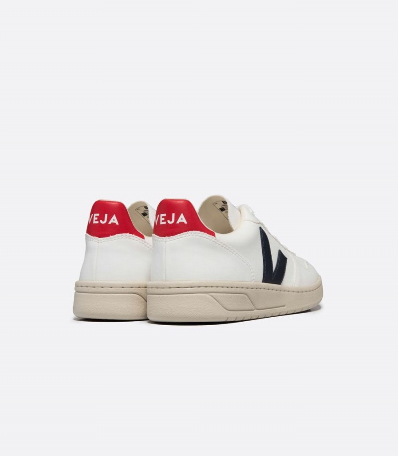 Veja V-10 Cwl Tekne Pekin Kadın Kısa Ayakkabı Beyaz Kırmızı Siyah | ZOH8594EE